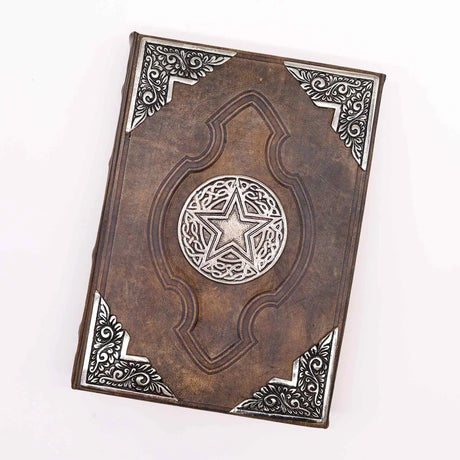 Heafty Brown Tan Book - Zinc Pentagon Decor - 200 Deckle Edges Pages - 26x18cm