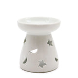 Sm Classic White Oil Burner - Moon & Star
