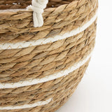 Cotton & Seagrass Large Baskets  Natural Stripes  Set of 3