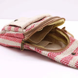 Body Cross Bag Natural Cotton - Tan & Pink