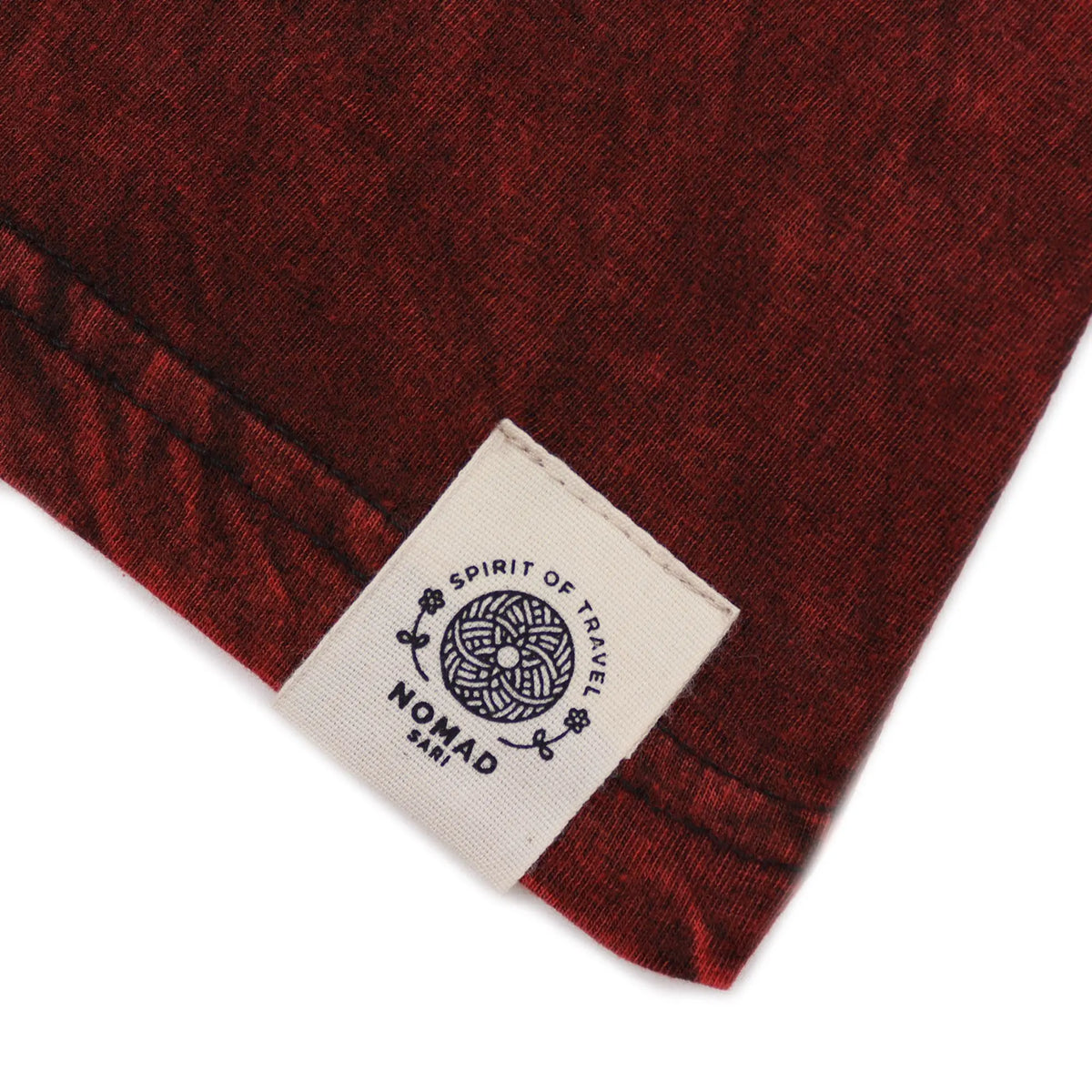 Nomad Sari Stonewashed Cotton T-Shirt - Mandala - Maroon - Medium