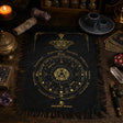 Ancient Witch Pendulum Divination Cloth - Mystic Moth - Black & Gold