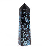 Black Obsidian Points - Mystic Story - Sky Blue