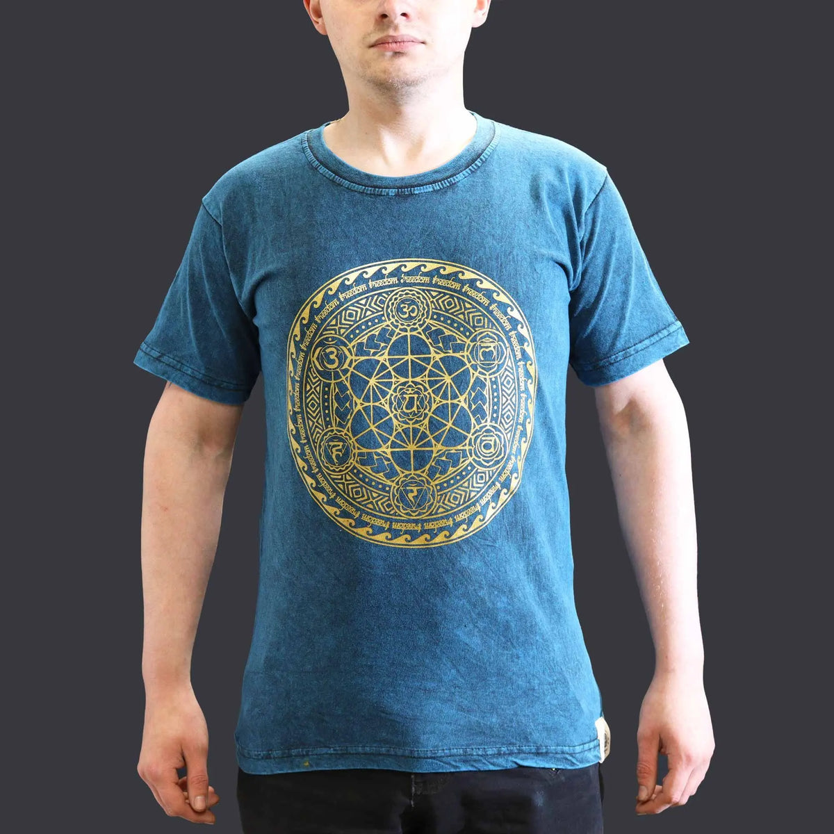 Nomad Sari Stonewashed Cotton T-Shirt  Chakra  Blue  Small