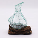 Molten Glass Fancy Mini Decanter on Wood 24cm