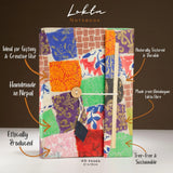 Lokta Patchwork Notebook  Large (21x15cm)  45 Leaves  Includes Bookmark  Multi Colour