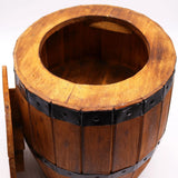 Beer Barrel Stool & Parasol Stand  Natural Wood 38 x 32 cm