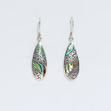 Shell & Silver Earrings - Long Teardrop - Abalone