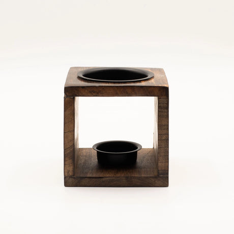Square Mango Wood Oil Burner - Flower of Life