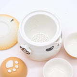Panda Teapot Set & Three Cups - Orange
