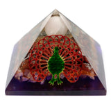 Lrg Organite Pyramid 80mm - Peacock