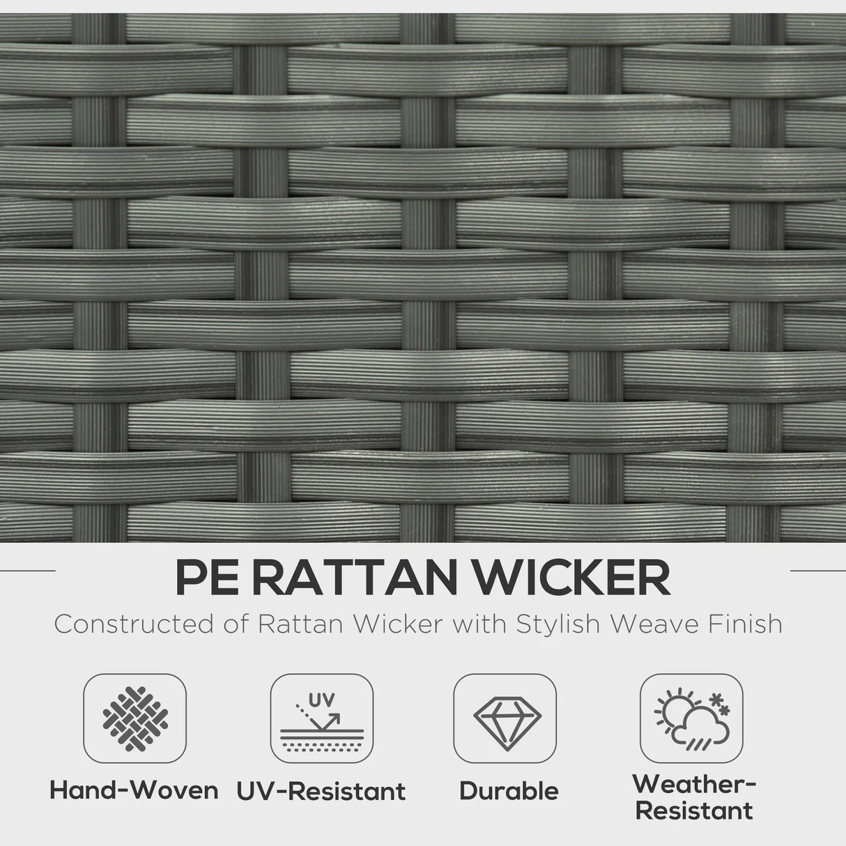 Outsunny Six-piece Outdoor Rattan Dining Set, Outdoor Sofa Set with Reclining Armchairs and Mental Frame, Grey