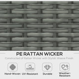 Outsunny Six-piece Outdoor Rattan Dining Set, Outdoor Sofa Set with Reclining Armchairs and Mental Frame, Grey