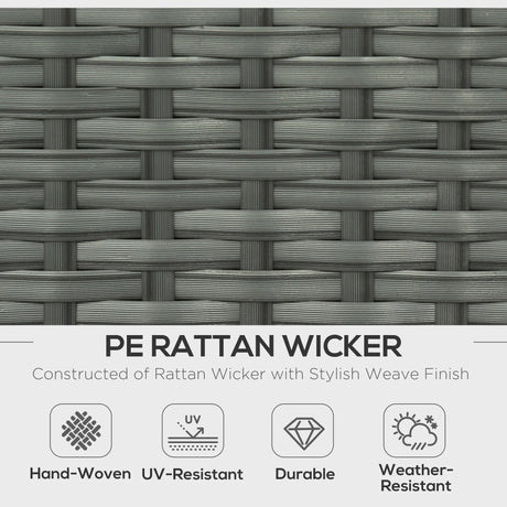 Outsunny Six-piece Outdoor Rattan Dining Set, Outdoor Sofa Set with Reclining Armchairs and Mental Frame, Grey