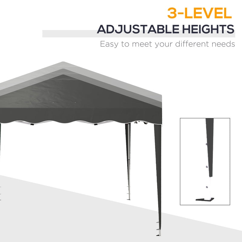 Outsunny 3 x 3cm Adjustable Height Pop-Up Gazebo, with Bag - Grey