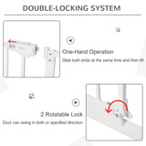 PawHut Dog Gate Stair Gate Pressure Fit Pets Barrier Auto Close for Doorway Hallway, 74-148cm Wide Adjustable, White