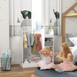 AIYAPLAY Kids Clothes Rail with Storage Shelf, Boxes, Mirror for Bedroom, Nursery, White