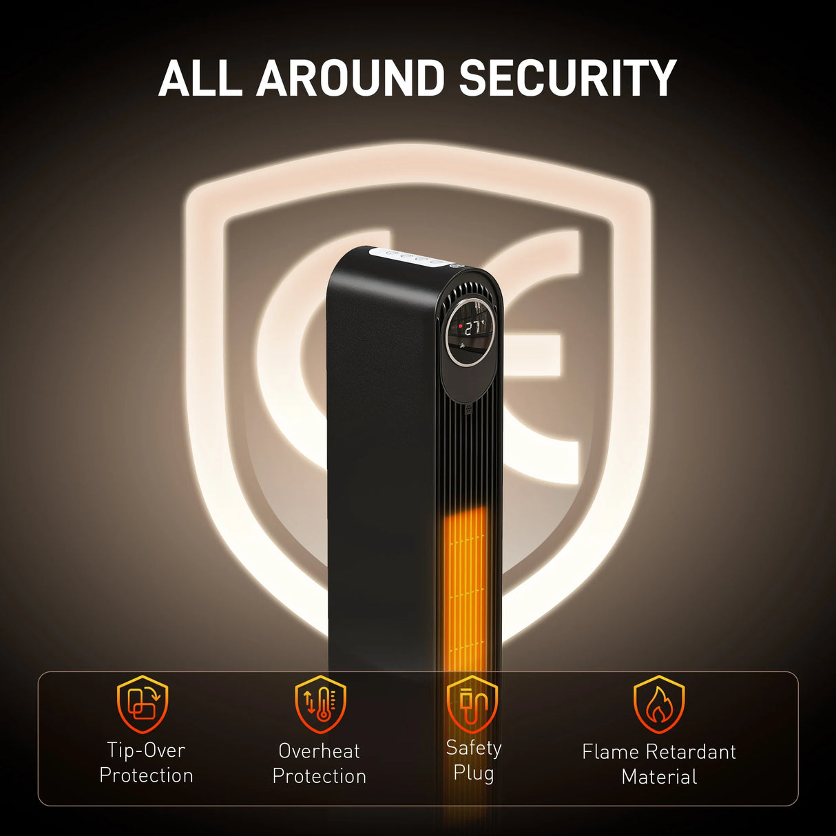 HOMCOM 2000W Ceramic Electric Heater with Fan, Timer, Oscillation - Black