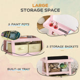 AIYAPLAY 3 in 1 Kids Easel Double-Sided Magnetic Whiteboard and Chalkboard with Paper Roll, Storage Baskets - Pink