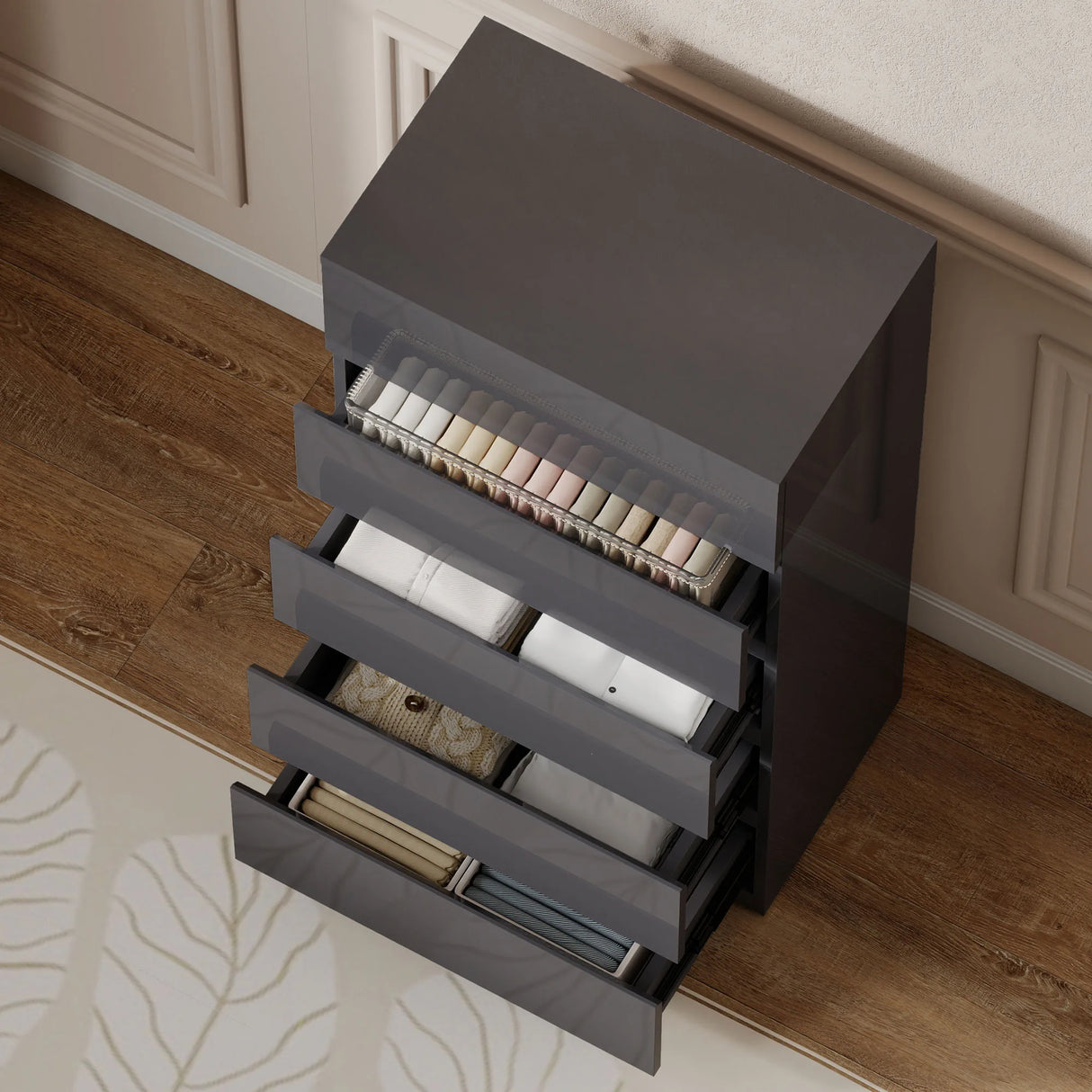 HOMCOM Chest of Drawers, 5-Drawer Storage Cabinets, Modern Dresser, Storage Drawer Unit for Bedroom