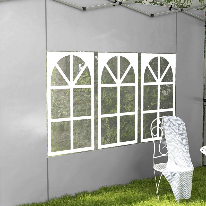 Outsunny Gazebo Side Panels, Sides Replacement with Window for 3x3(m) or 3x4m Pop Up Gazebo, 2 Pack, Grey