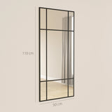 HOMCOM Decorative Grid Wall Mirror, with Back Hooks - Black