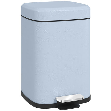 HOMCOM 12L Modern Boxy Metal Home Kitchen Bin - Light Blue