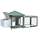 PawHut Chicken Coop, Small Animal Pet cage w/ Nesting Box, Wooden Outdoor Run, Green