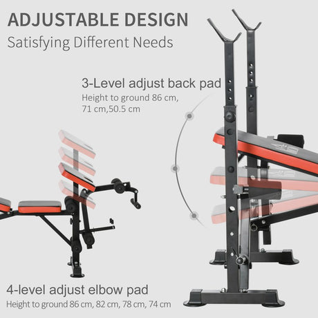 HOMCOM Adjustable Weight Bench with Leg Developer Barbell Rack for Weight Lifting and Strength Training Multifunctional Workout Station for Home Gym Fitness