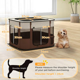 PawHut Foldable Dog Pen with Storage Bag for Indoor/Outdoor Use, Portable Pet playpen, with Ground Stakes - Brown