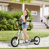 HOMCOM Dual Brakes 12" Metal frame Kick Scooter adjustable black