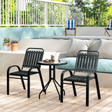 Outsunny 3 Pieces Patio Bistro Set with Stackable Chairs, Tempered Glass Table, for Outdoor, Balcony, Patio, Garden Charcoal Grey