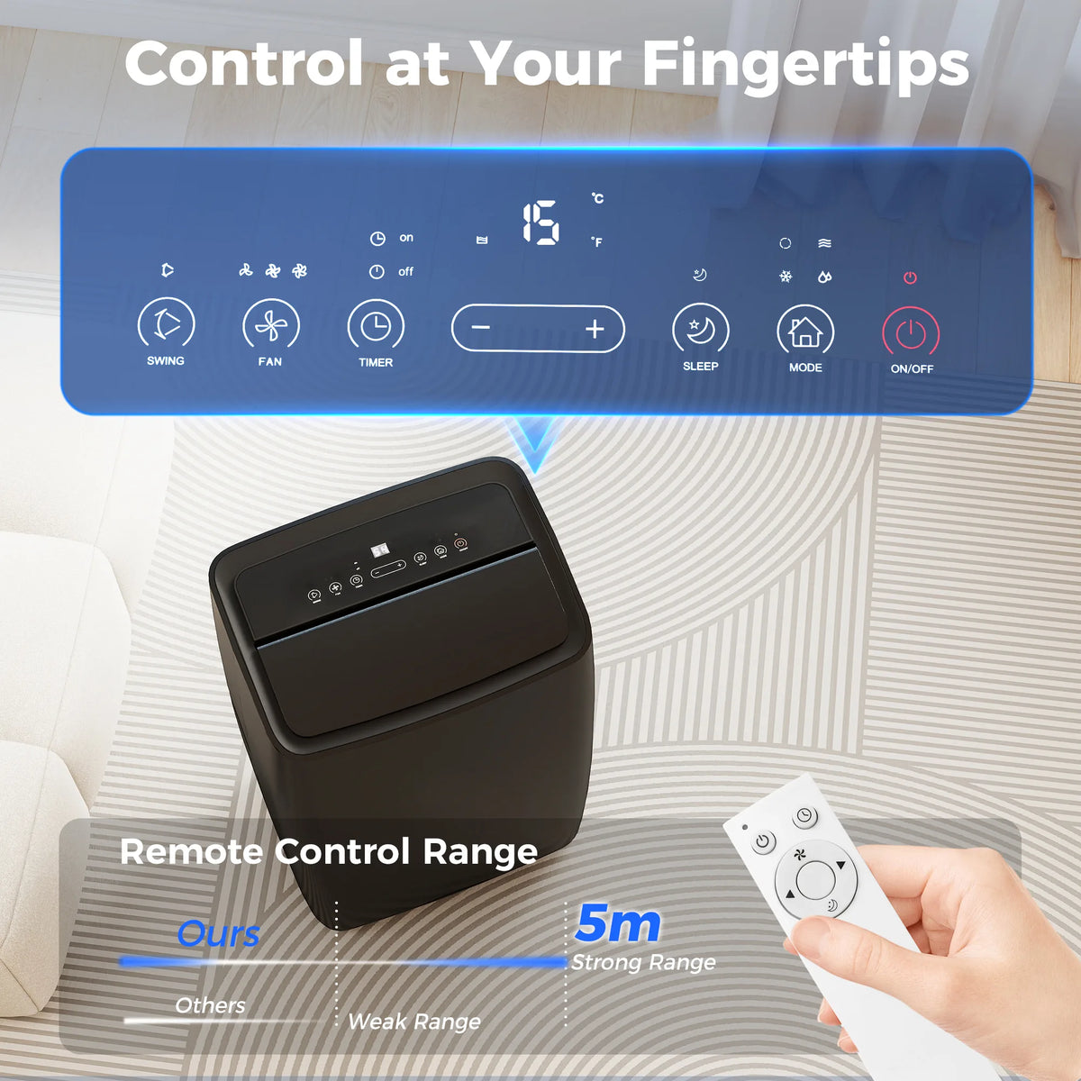 HOMCOM Portable Air Conditioner 14000 BTU, 4-in-1 Air Conditioning Unit, Dehumidifier, Cooling, Fan, Children Lock, 40m2