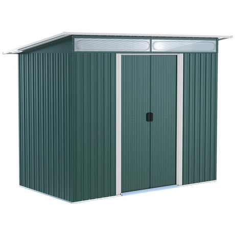 Outsunny Metal Garden Storage Shed, Tool Storage House with Double Sliding Doors and Lightsky Panels, 8.5 x 4ft