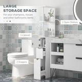 HOMCOM Slim Bathroom Storage Cabinet with Drawers, Tall Bathroom Cupboard with 2-Tier Shelf, White
