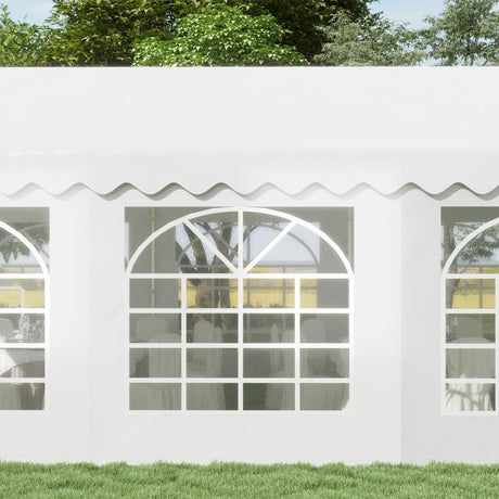 Outsunny 6m x 4m Garden Gazebo, Galvanised Marquee Party Tent with Removable Sides and Windows for Parties, Wedding and Events, White