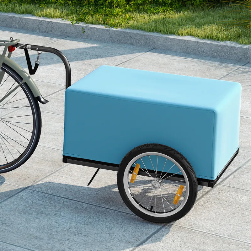 Bicycle Trailer Cargo Trailer Foldable with Cover &amp; Coupler &amp; Reflectors 145.5 x 61 x 58 cm