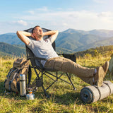Outsunny Padded Camping Chair Adults Heavy Duty Folding Chair Side Pocket Cup Holder Carry Bag Outdoor Black
