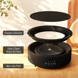 HOMCOM Electric Ceramic Hob with Grill Plate, Multifunctional 36cm Plug in Electric Hob with 4 Heat Levels for All Type Pot