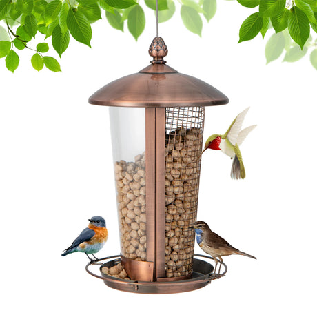 Hanging Bird Feeder 2 in 1 Wild Bird Feeder 16 x 28 cm Bronze