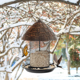 Squirrel-proof Metal Wild Bird Feeder with Perch and Drain Holes