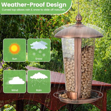 Hanging Bird Feeder 2 in 1 Wild Bird Feeder 16 x 28 cm Bronze