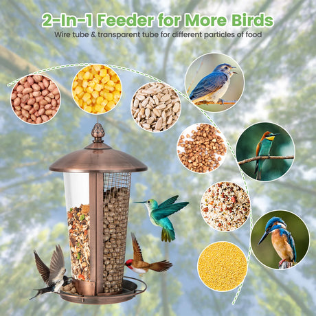 Hanging Bird Feeder 2 in 1 Wild Bird Feeder 16 x 28 cm Bronze