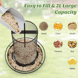 Squirrel-proof Metal Wild Bird Feeder with Perch and Drain Holes