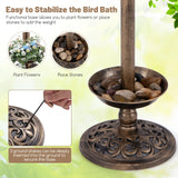 Solar-Powered Bird Bath and Feeder Combo Set for Garden Yard Lawn-Bronze