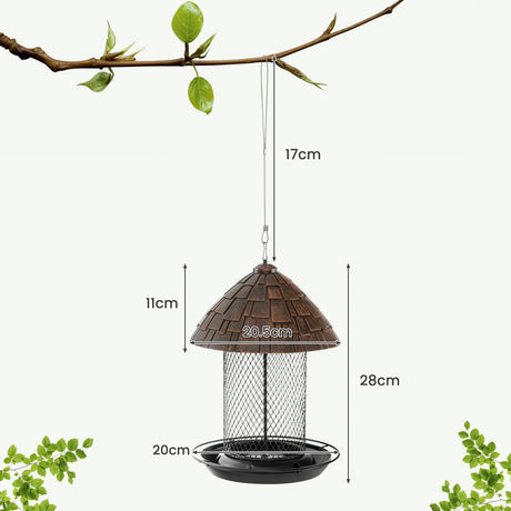 Squirrel-proof Metal Wild Bird Feeder with Perch and Drain Holes
