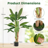 5.3 Feet Tall Bird of Paradise Artificial Plant Faux Banana Leaf Tree