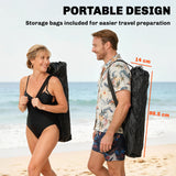 Outsunny Set of 2 Reclining Folding Camping Chair w/ Detachable Footrest, Storage Bag, Cup Holder & Headrest, Blue and Grey