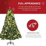 HOMCOM 1.8m 6ft Pre-Lit Artificial Christmas Tree 200 LED Xmas Tree Holiday Dcor with Decorative Balls Ornament Metal Stand