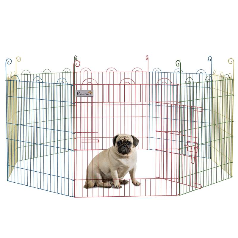 PawHut Pet Playpen Crate, with Eight Panels, Door, for Indoors and Outdoors, 60H x Φ156cm